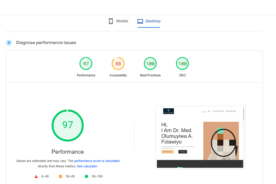 WordPress Website PageSpeed Insights Results Report