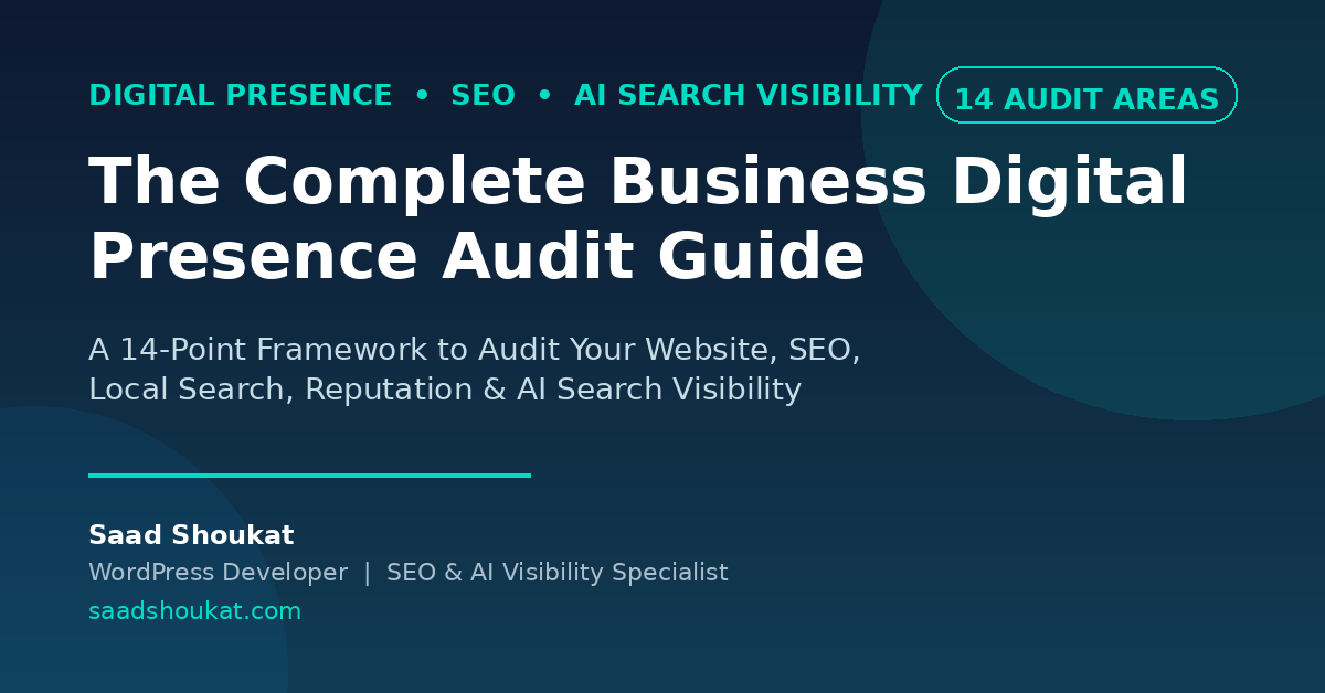 A 14-point digital presence audit covering website, SEO, local search, reviews & AI visibility — with a free scoring system to fix what matters first.
